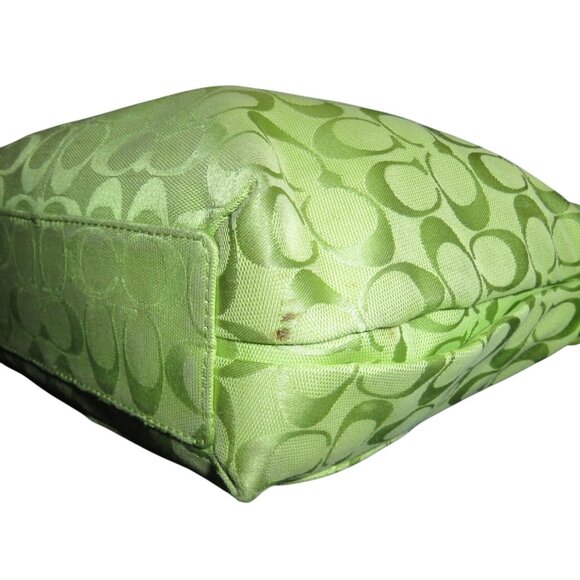 Coach 2010 Lime Green Penelope Signature Canvas Hobo & Matching Leather Wristlet - Picture 9 of 14